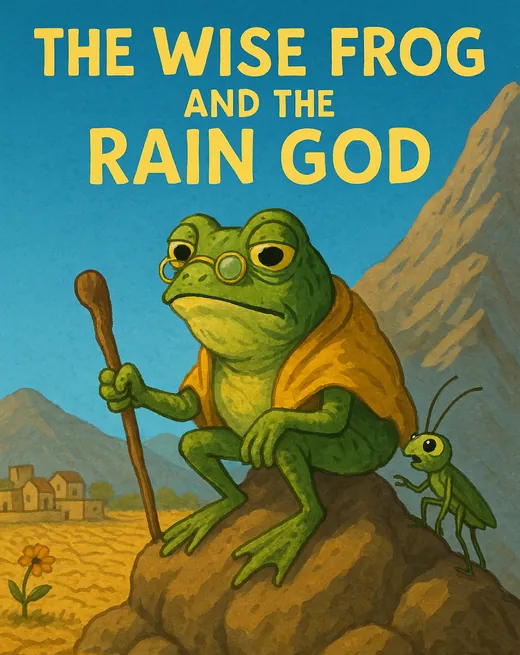 Book cover for The Wise Frog and the Rain God